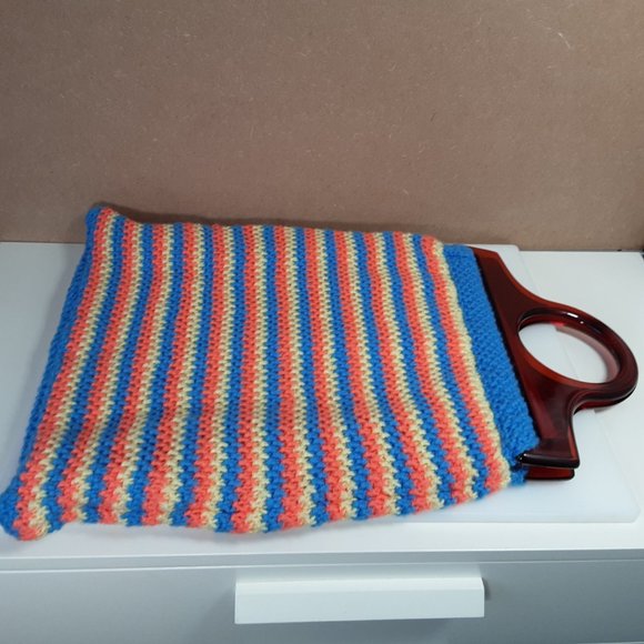 Handmade 1960s Swedish-style Knitted Laptop Purse Bag With Oversize Vintage - Picture 2 of 10